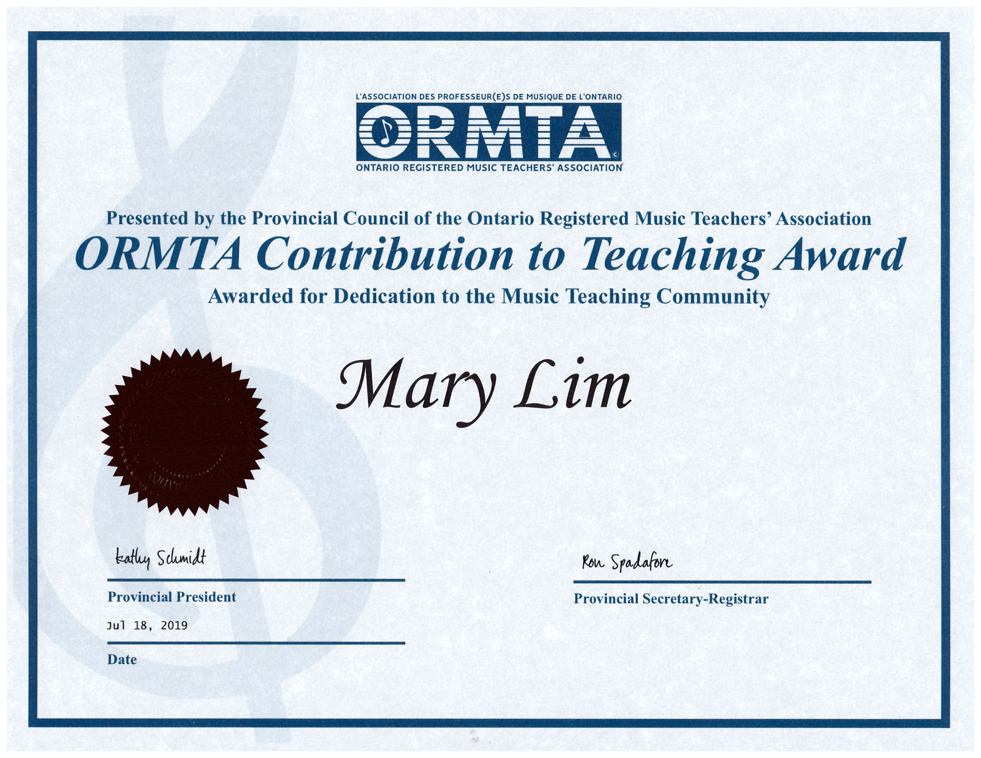 OCTA Certificate